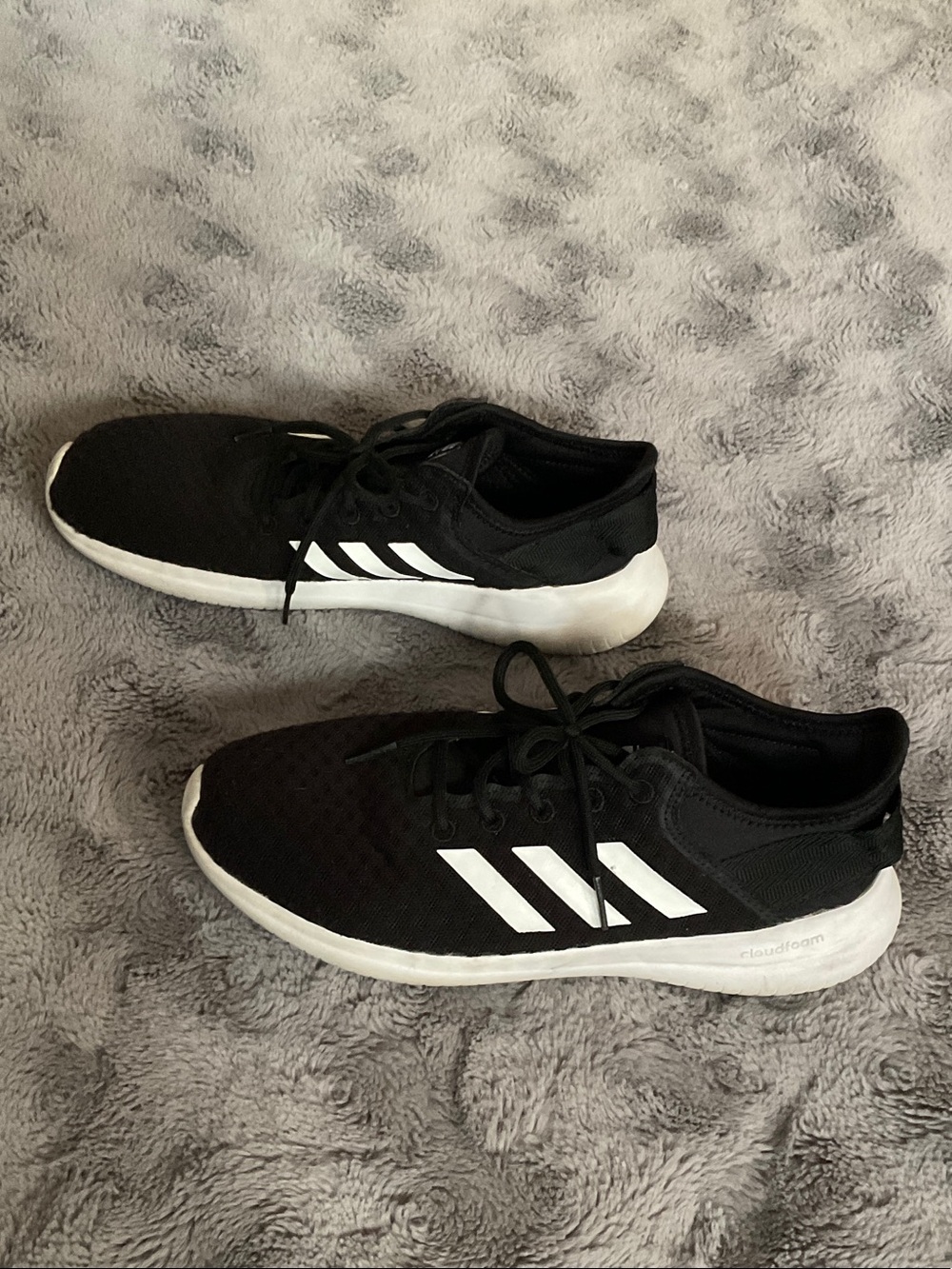 adidas Women's Black Sneakers with White Stripes - Picture 3 of 8